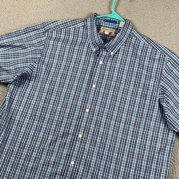 Duluth Trading Wrinkle Free Button Shirt Men's 2XL Blue Plaid Magnaready - Picture 1 of 11